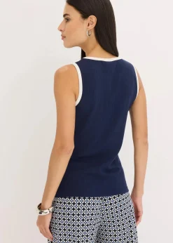 Jersey Tanktop mit Kontrastblende