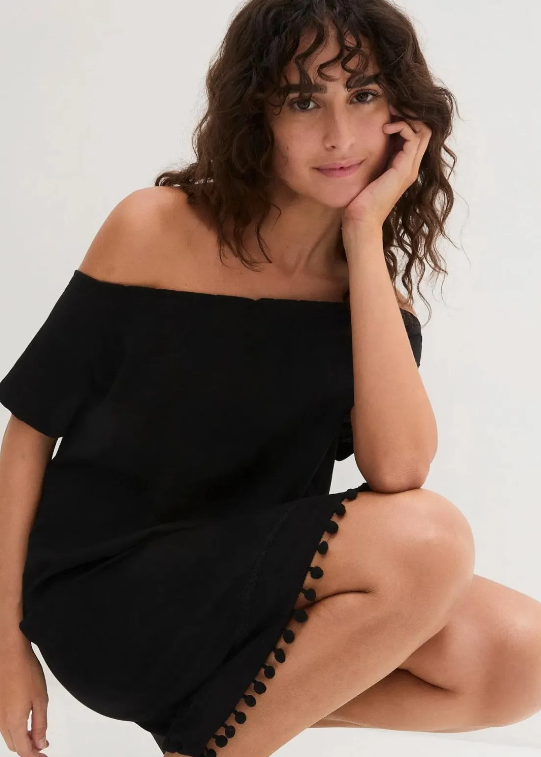 Jersey-Carmenkleid aus reiner Baumwolle