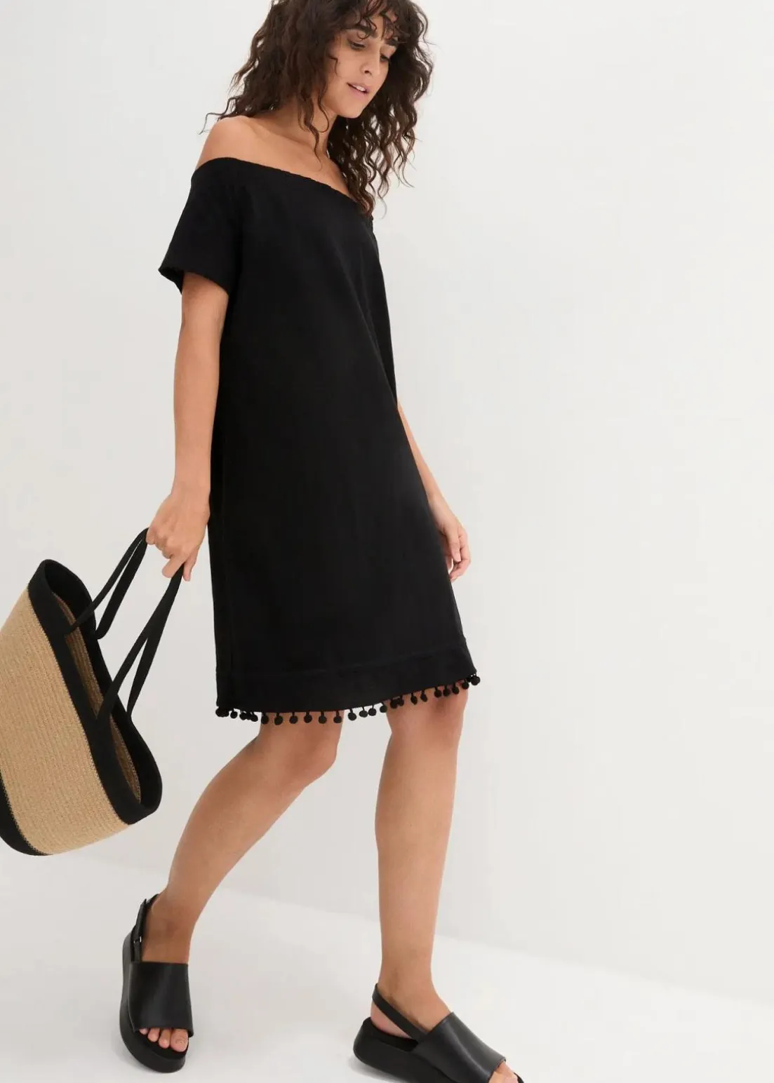 Jersey-Carmenkleid aus reiner Baumwolle