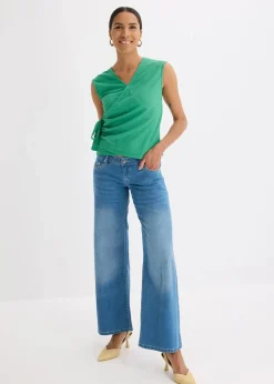 Jerseycrepe-Shirt in Wickeloptik