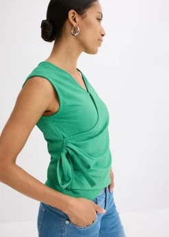 Jerseycrepe-Shirt in Wickeloptik