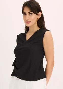 Jerseycrepe-Shirt in Wickeloptik