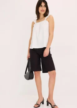 Jerseycrepe-Top mit Volant-Träger