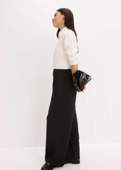 Jersey-Hose mit Satinbesätzen