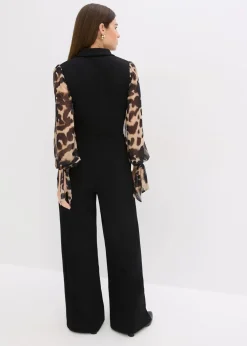 Jersey-Jumpsuit mit Mesh-Ärmeln