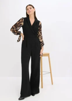 Jersey-Jumpsuit mit Mesh-Ärmeln
