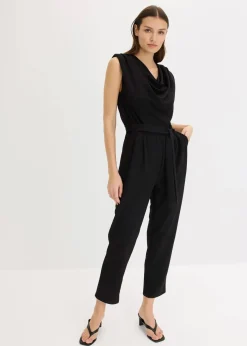 Jersey-Jumpsuit mit Schulterpolster