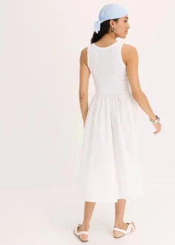 Jerseykleid im Materialmix