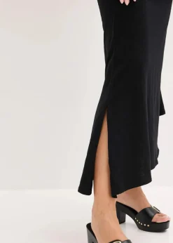 Jerseykleid mit asymmetrischem Saum und Knotendetail auf der Schulter aus Baumwolle