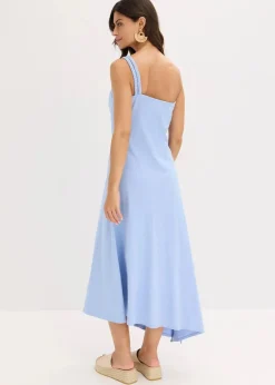 Jerseykleid mit asymmetrischem Saum und Knotendetail auf der Schulter aus Baumwolle