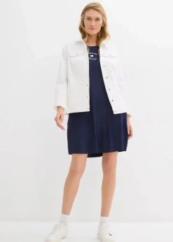 Jersey-Kleid mit Stickerei aus Viskose-Elasthan-Mix