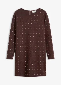 Jerseykleid mit Strass-Applikationen