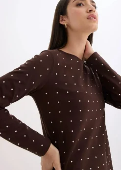 Jerseykleid mit Strass-Applikationen