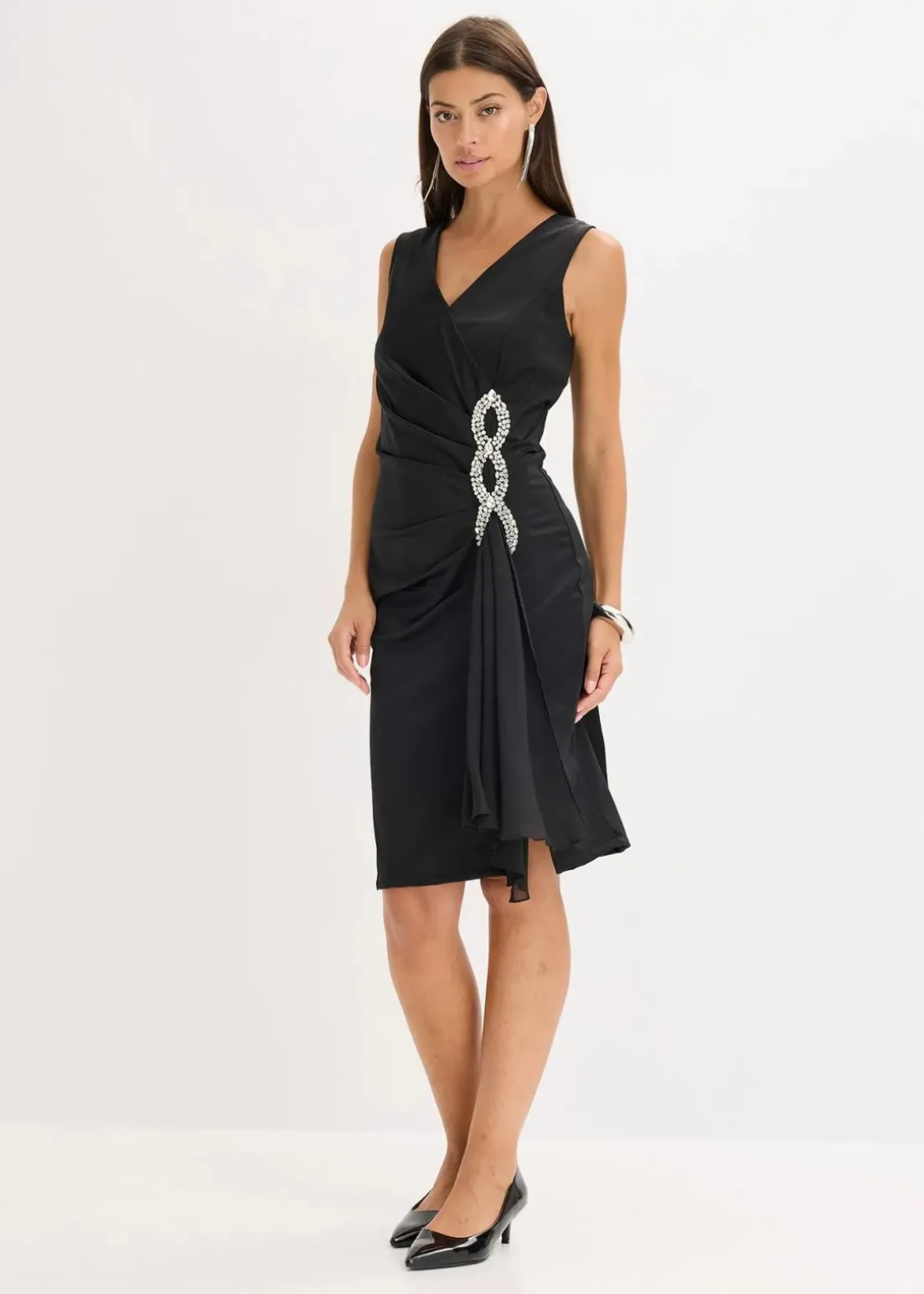 Jerseykleid mit Strassstein-Applikation