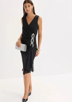 Jerseykleid mit Strassstein-Applikation