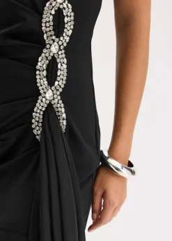 Jerseykleid mit Strassstein-Applikation