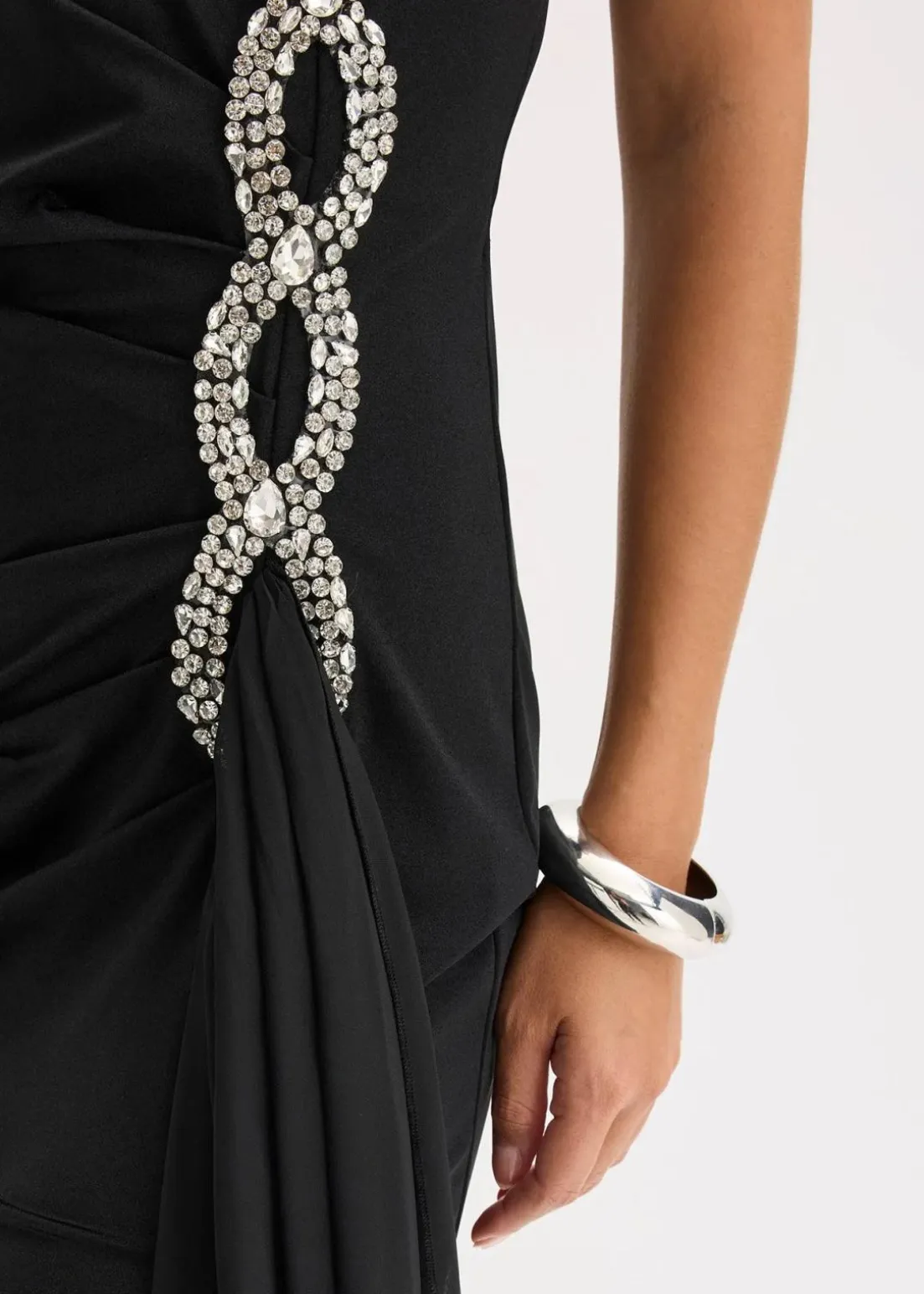 Jerseykleid mit Strassstein-Applikation