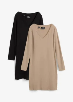 Jerseykleid mit V-Ausschnitt (2er Pack)