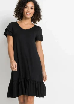 Jerseykleid mit Volant aus Viskose-Mix