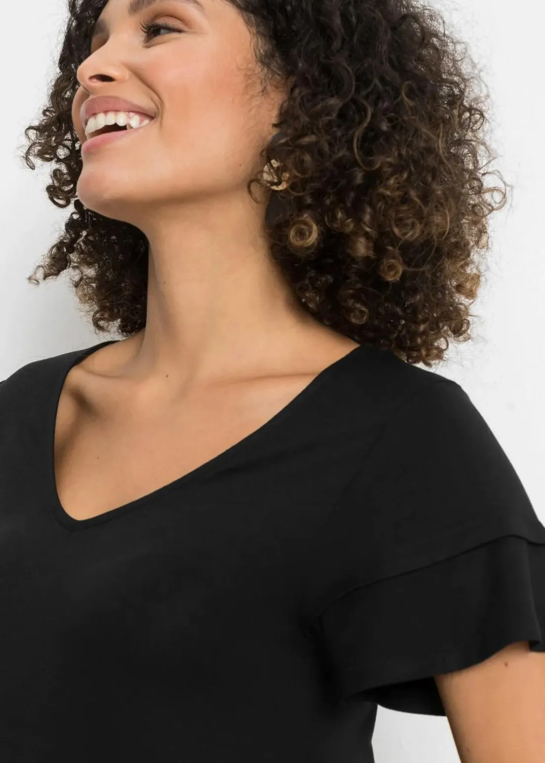 Jerseykleid mit Volant aus Viskose-Mix