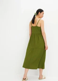 Jersey-Kleid mit Volants und dekorativer Knopfleiste