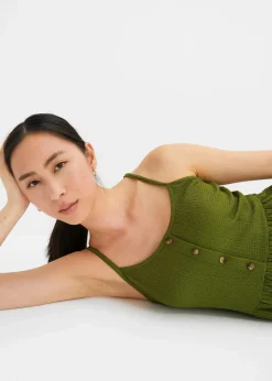 Jersey-Kleid mit Volants und dekorativer Knopfleiste