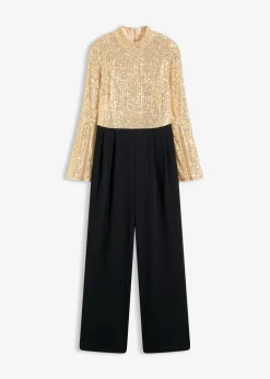 Jersey-Overall mit Pailletten