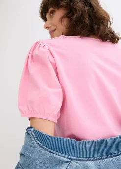 Jerseyshirt mit Ärmeln aus Baumwollpopeline