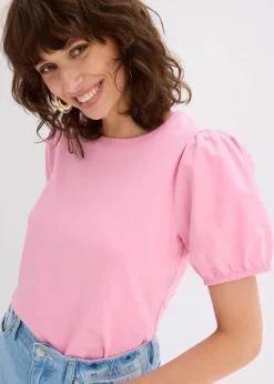 Jerseyshirt mit Ärmeln aus Baumwollpopeline