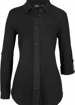 Jersey-Shirtbluse, lang