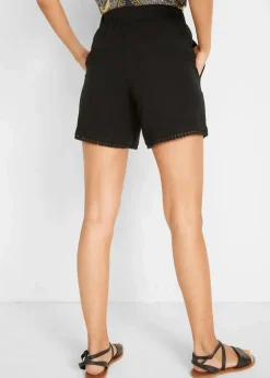 Jerseyshorts mit Bequembund und Spitze aus Viskose-Mix