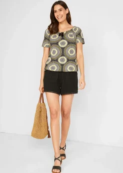 Jerseyshorts mit Bequembund und Spitze aus Viskose-Mix