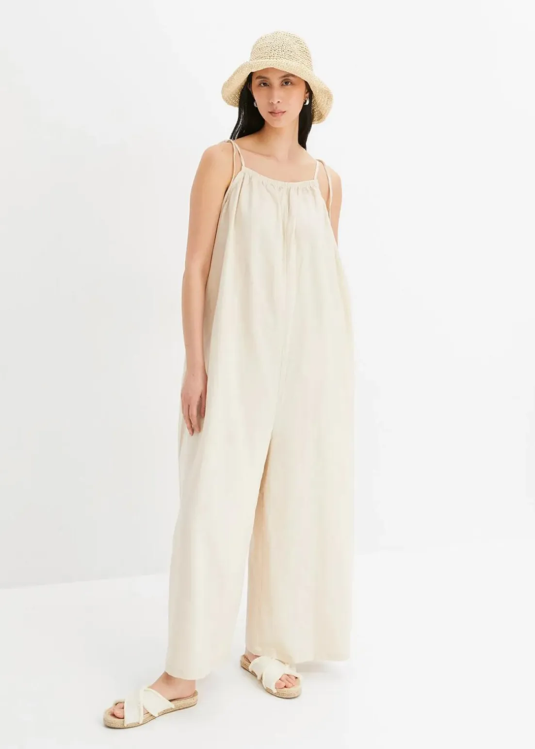 Jumpsuit aus leichtem Leinen-Viskose-Mix