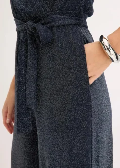 Jumpsuit aus leichter Viskose mit Glitzer