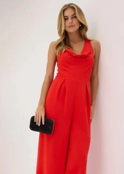 Jumpsuit mit Wasserfallausschnitt