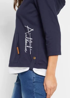 Kapuzen-Shirt, 3/4-Arm aus reiner Baumwolle