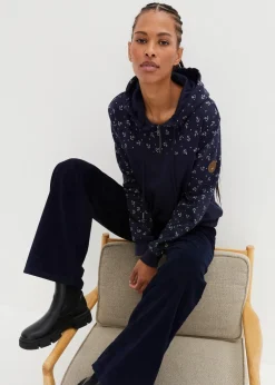 Kapuzensweatshirt mit Reißverschluss aus reiner Baumwolle