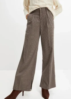 Karierte Bundfaltenhose mit abnehmbarer Kette