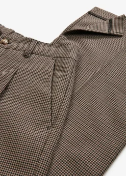 Karierte Bundfaltenhose mit abnehmbarer Kette