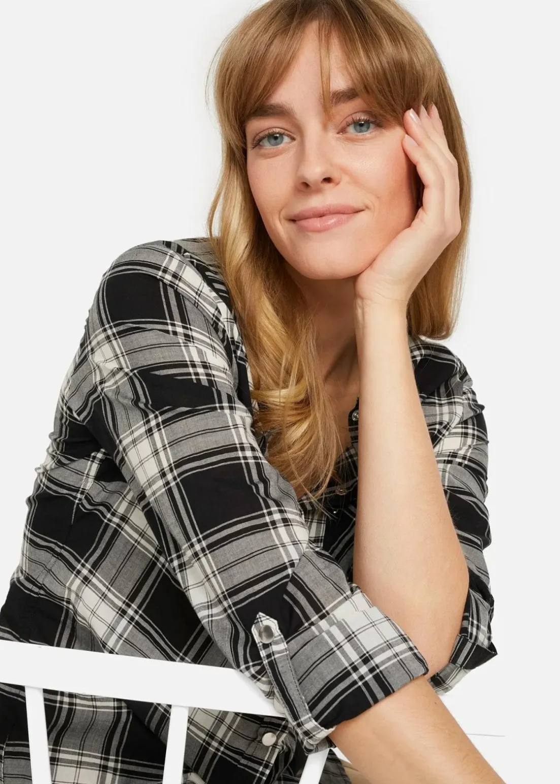 Karierte Hemdbluse aus reiner Baumwolle