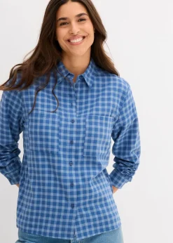Karierte Hemdbluse aus reiner Baumwolle