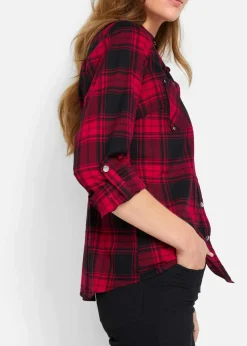 Karierte Hemdbluse aus reiner Baumwolle