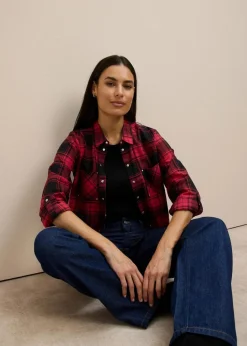 Karierte Hemdbluse aus reiner Baumwolle