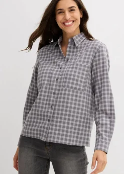 Karierte Hemdbluse aus reiner Baumwolle