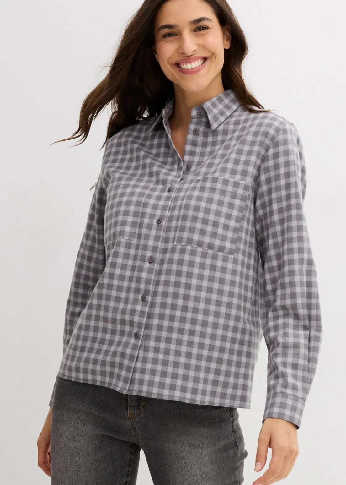 Karierte Hemdbluse aus reiner Baumwolle