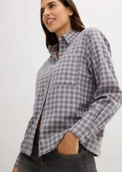 Karierte Hemdbluse aus reiner Baumwolle