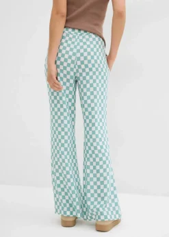 Karierte Marlenehose aus fließender Viskose