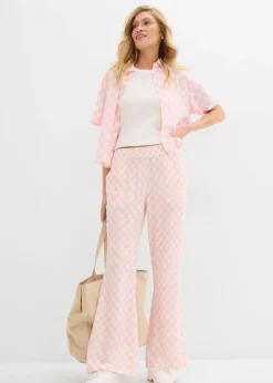 Karierte Marlenehose aus fließender Viskose