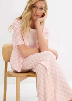 Karierte Marlenehose aus fließender Viskose