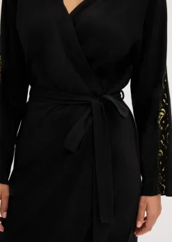 Kimono Morgenmantel mit zarter Glitzerspitze